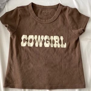 Brandy Melville brown cowgirl baby tee